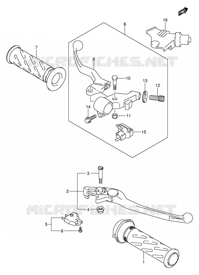 ENSEMBLE LEVIERS - POIGNEES Suzuki MOTO 650 BANDIT 2006  GSF650SK6(E2)