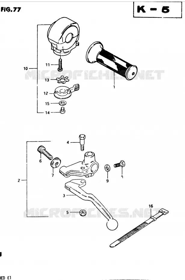 ENSEMBLE POIGNEE GAUCHE (MODELE D) Suzuki MOTO 250 GSX 1983  GSX250ED(Z/D)
