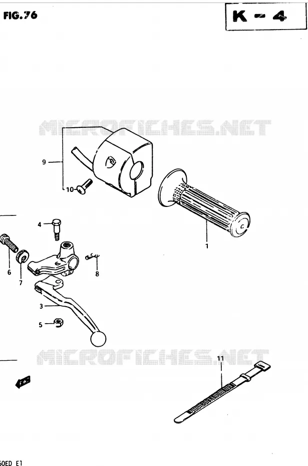 ENSEMBLE POIGNEE GAUCHE (MODELE Z) Suzuki MOTO 250 GSX 1982  GSX250SZ(Z/D)