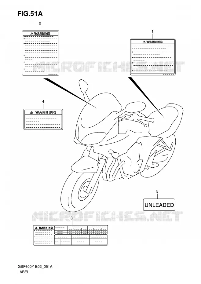 ETIQUETTE (MODELE K1) Suzuki MOTO 600 BANDIT 2004  GSF600ZUK4(E2)