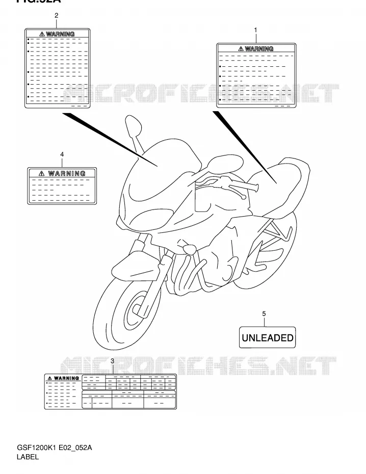 ETIQUETTE (MODELE K2/K3/K4) Suzuki MOTO 1200 BANDIT 2003  GSF1200SK3(E2)