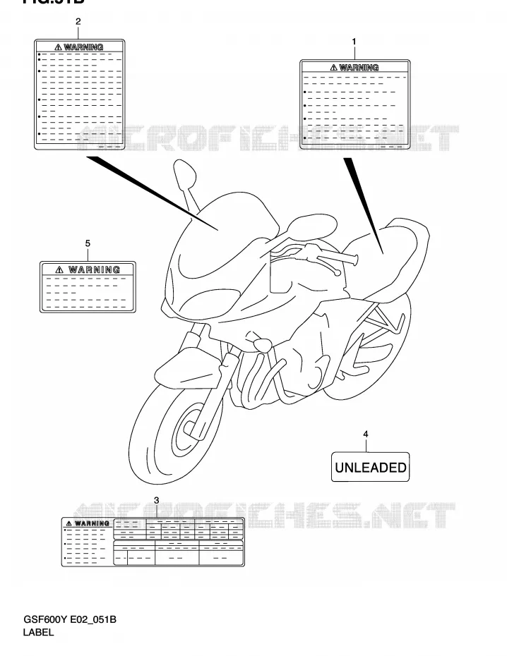 ETIQUETTE (MODELE K2) Suzuki MOTO 600 BANDIT 2000  GSF600SY(E2)