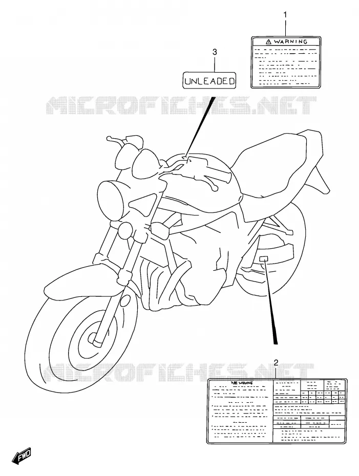 ETIQUETTE (MODELE S) Suzuki MOTO 600 BANDIT 1996  GSF600T(E2)