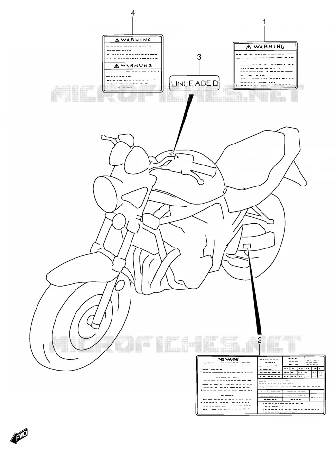ETIQUETTE (MODELE T/V/W/X) Suzuki MOTO 600 BANDIT 1996  GSF600ST(E2)