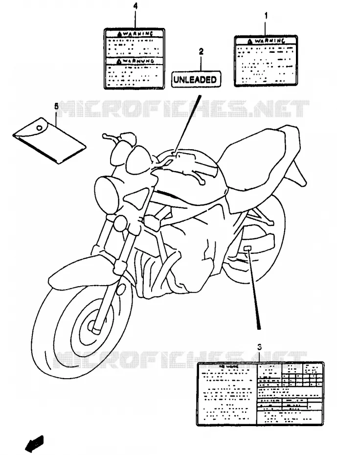 ETIQUETTE (MODELE Y) Suzuki MOTO 1200 BANDIT 2000  GSF1200Y(T/V/W/X/Y)