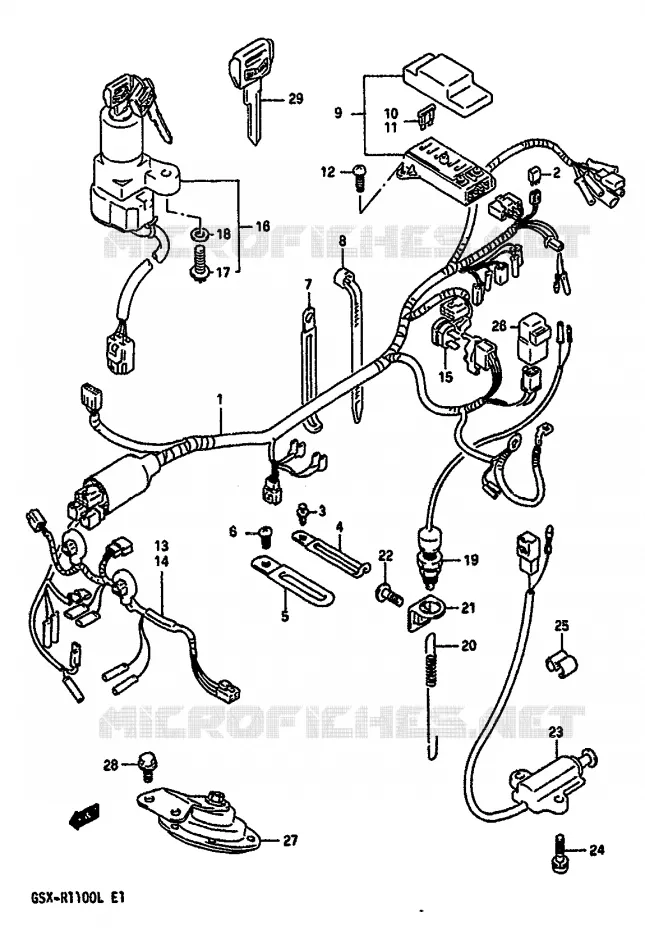 FAISCEAU ELECTRIQUE (MODELE L) Suzuki MOTO 1100 GSX-R 1989  GSX-R1100K(K/L)