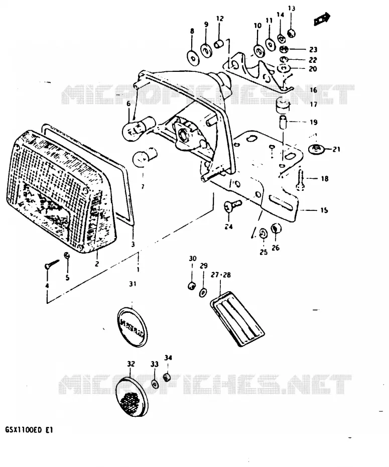 FEU ARRIERE Suzuki MOTO 1100 GSX-E 1983  GSX1100ESD(Z/D)