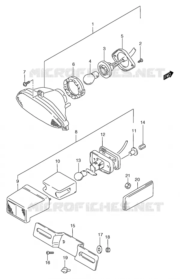 FEU ARRIERE Suzuki MOTO 1200 BANDIT 2000  GSF1200Y(E2)
