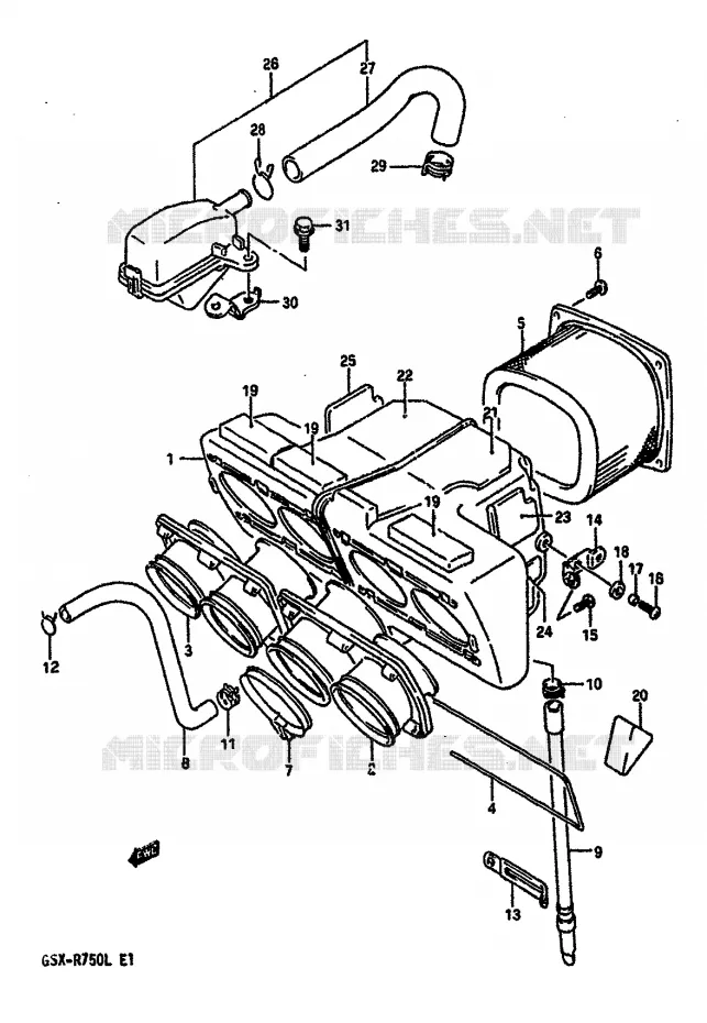 FILTRE A AIR (MODELE L) Suzuki MOTO 750 GSX-R 1990  GSX-R750L(J/K/L)
