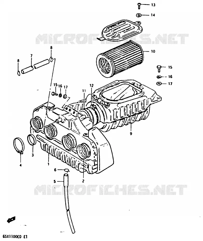 FILTRE A AIR (MODELE Z) Suzuki MOTO 1100 GSX-E 1982  GSX1100EZ(Z/D)