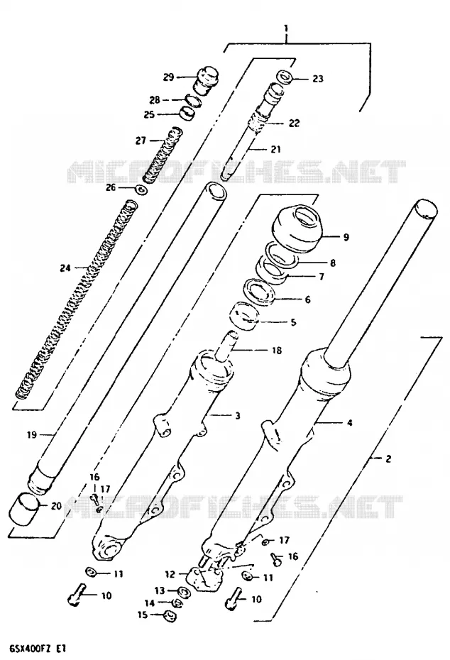 FOURCHE AVANT (MODELE X) Suzuki MOTO 400 GSX 1980  GSX400FT