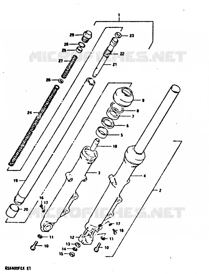 FOURCHE AVANT Suzuki MOTO 400 GSX 1981  GSX400FEX
