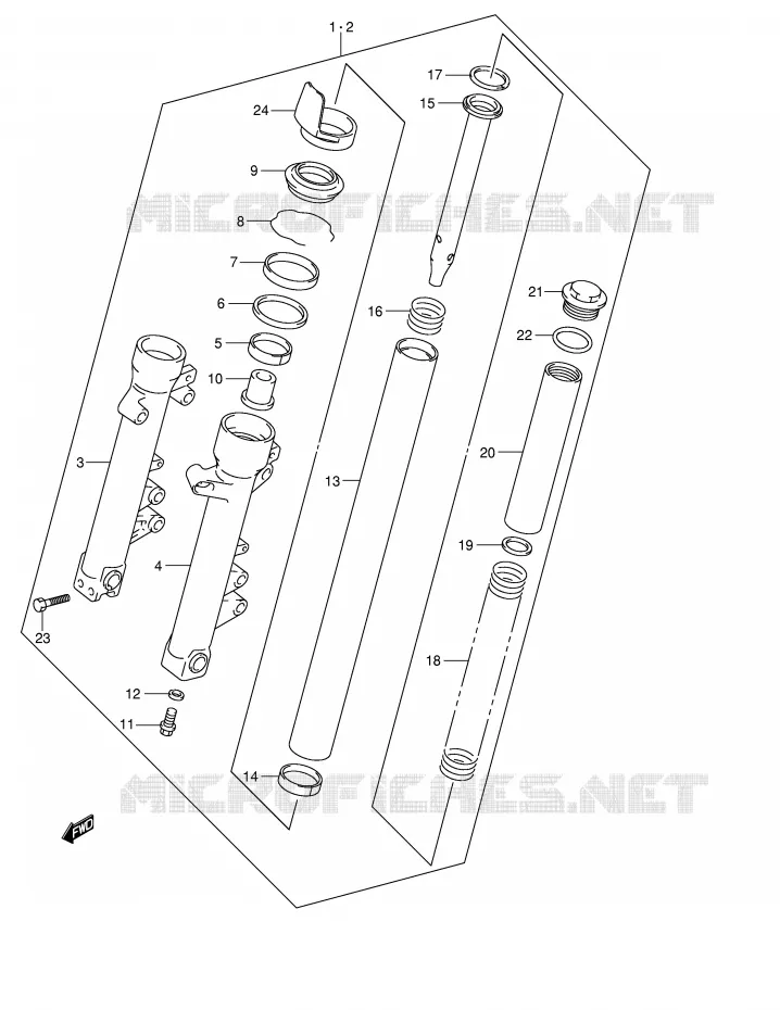 FOURCHE (MODELE Y/K1/K2) Suzuki MOTO 600 BANDIT 2000  GSF600UY(E2)