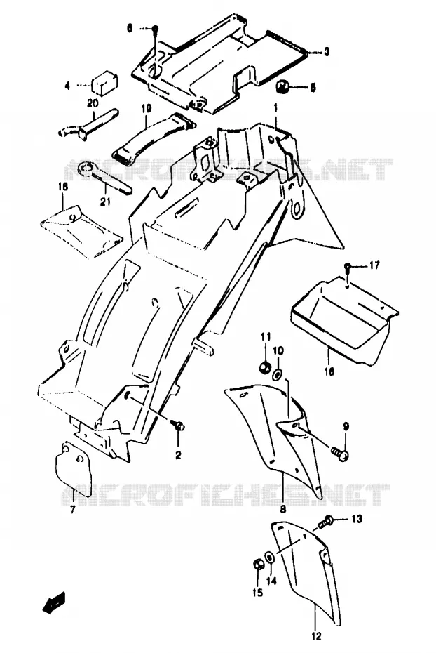 GARDE BOUE ARRIERE (GSF1200SAV/SAW/SAX/SAY) Suzuki MOTO 1200 BANDIT 1997  GSF1200V/GSF1200SV/GSF1200SAV