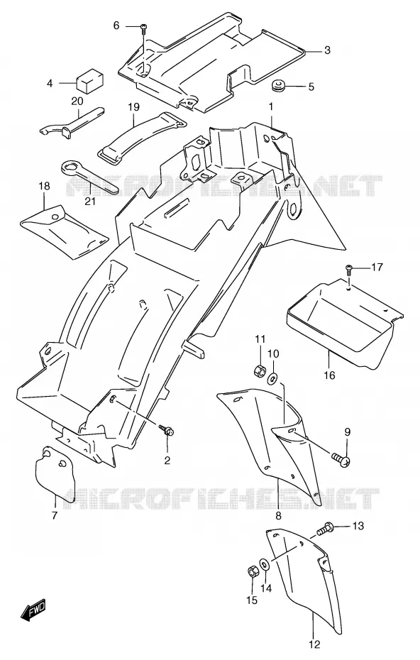 GARDE BOUE ARRIERE (GSF1200SAV/SAW/SAX/SAY) Suzuki MOTO 1200 BANDIT 2000  GSF1200SY(E2)