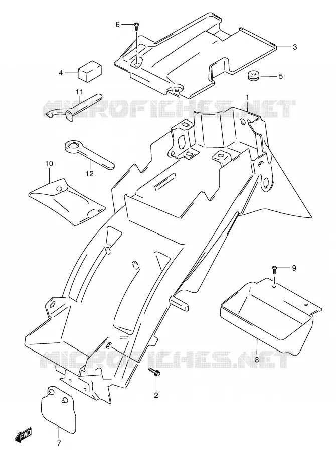 GARDE BOUE ARRIERE (GSF1200SAV) Suzuki MOTO 1200 BANDIT 1999  GSF1200SX(E28)