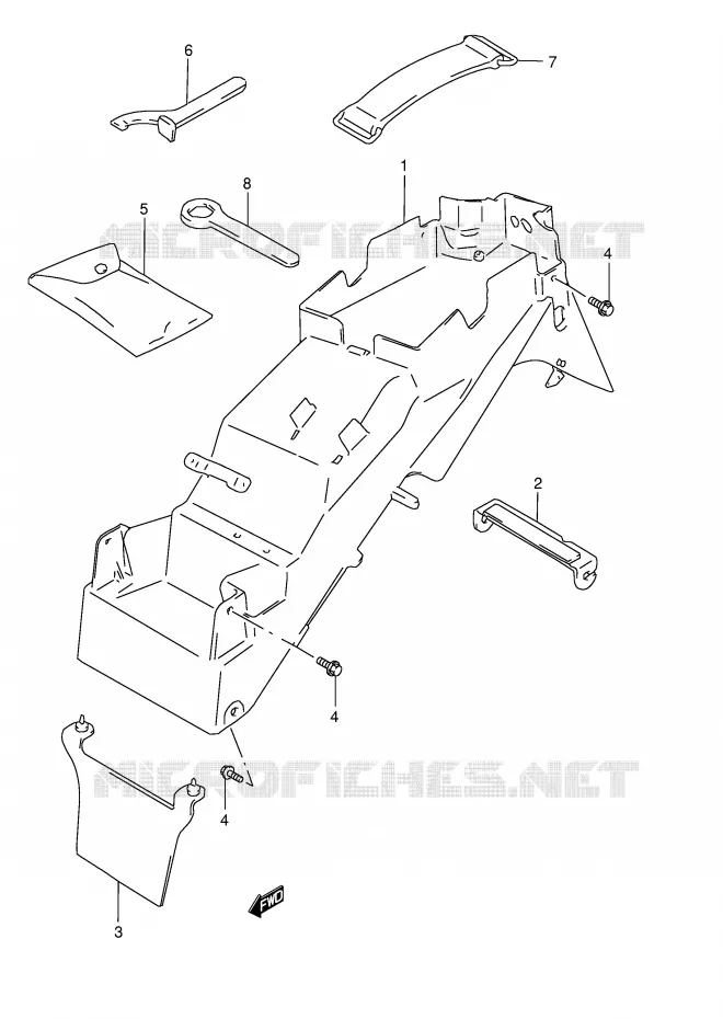 GARDE BOUE ARRIERE (GSF1200ST/SV/SW/SX/SY) Suzuki MOTO 1200 BANDIT 1998  GSF1200SW(E28)