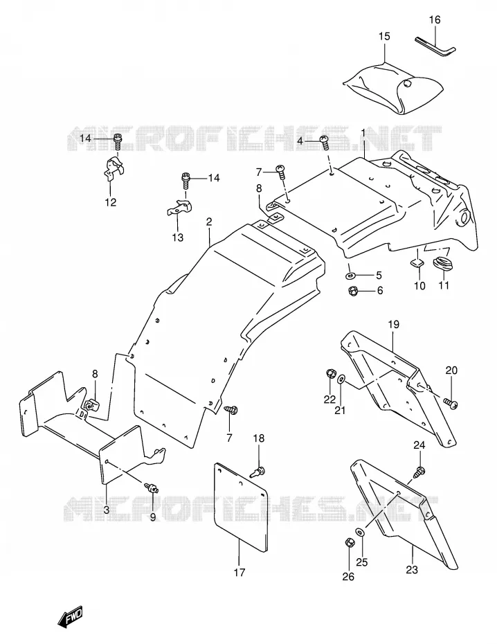 GARDE BOUE ARRIERE (MODELE P/R) Suzuki MOTO 1100 GSX-R 1995  GSX-R1100WSKS(E2)