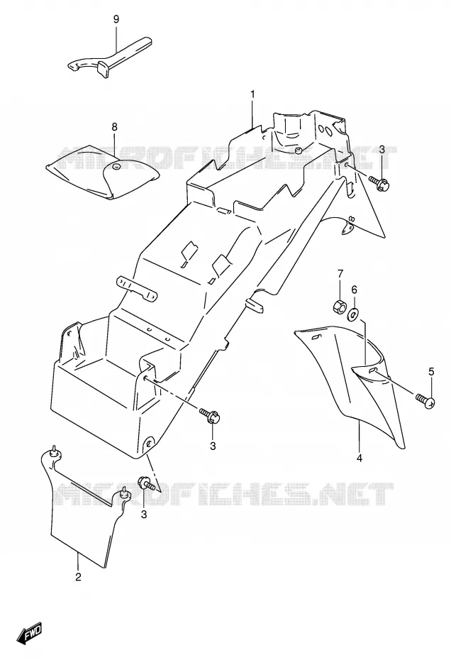 GARDE BOUE ARRIERE (MODELE S) Suzuki MOTO 600 BANDIT 1996  GSF600ST(E2)