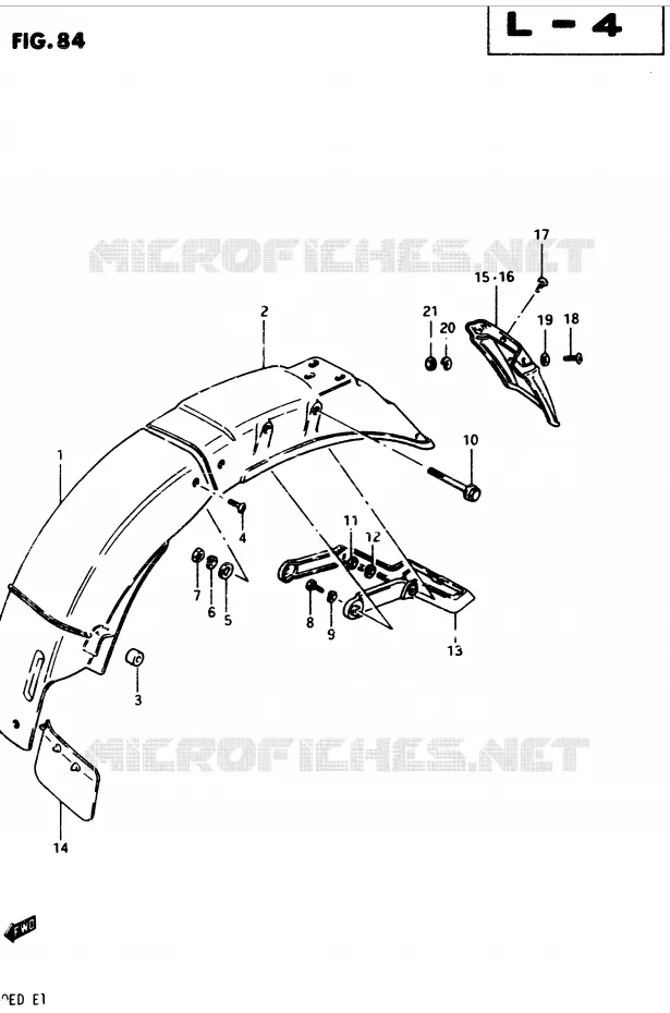 GARDE BOUE ARRIERE Suzuki MOTO 250 GSX 1983  GSX250ED(Z/D)