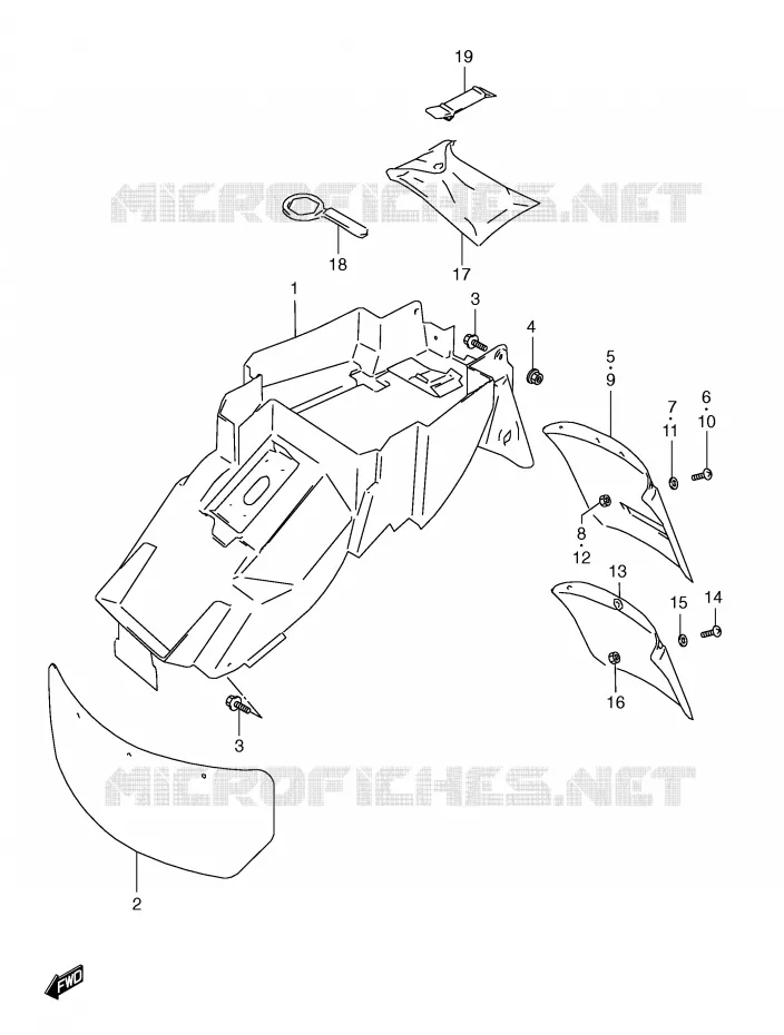 GARDE BOUE ARRIERE Suzuki MOTO 600 GSX-R 2000  GSX-R600Y(E2)