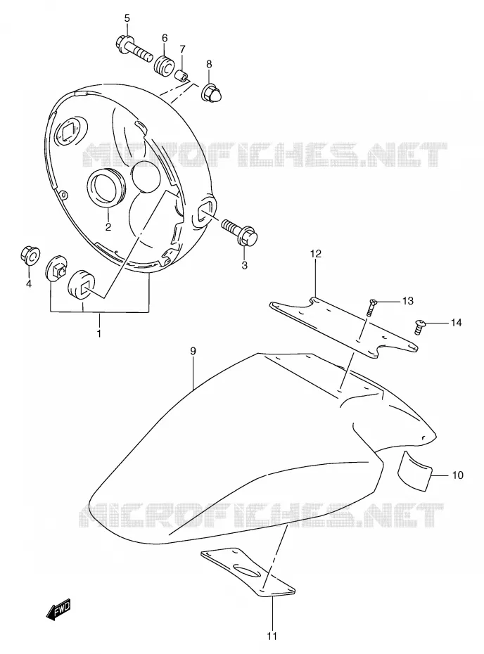 GARDE BOUE AVANT (GSF1200T/V/W/X/Y) Suzuki MOTO 1200 BANDIT 2000  GSF1200Y(E2)