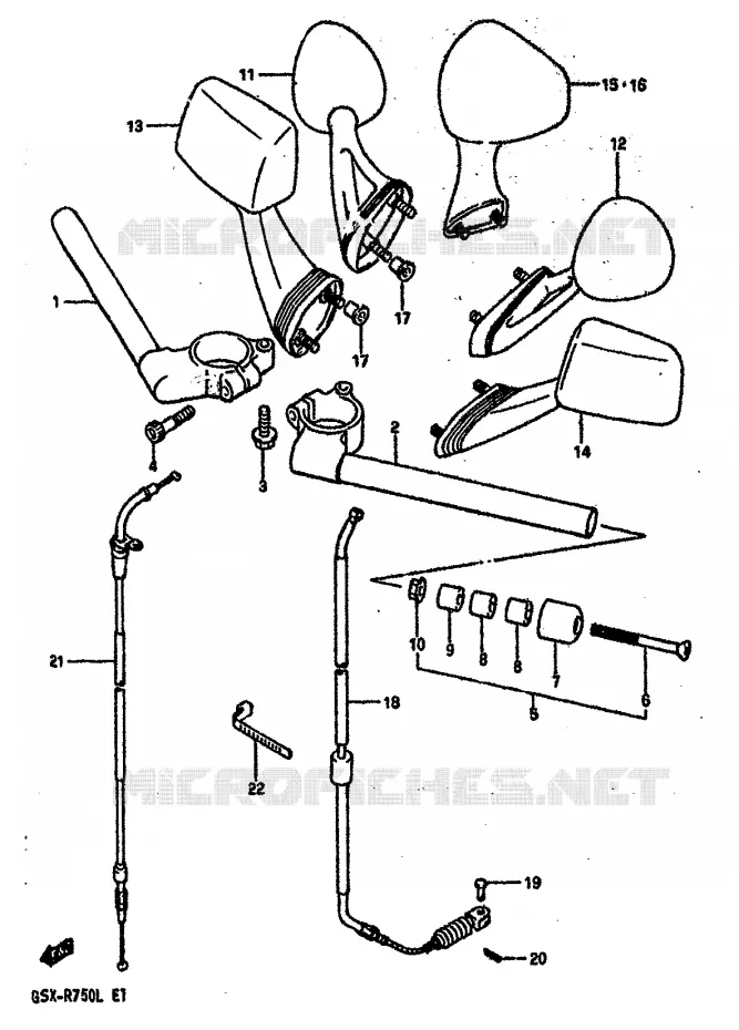 GUIDON (MODELE J/K) Suzuki MOTO 750 GSX-R 1988  GSX-R750J(J/K/L)