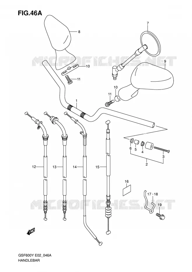 GUIDON (MODELE K2/K3/K4) Suzuki MOTO 600 BANDIT 2001  GSF600UK1(E2)
