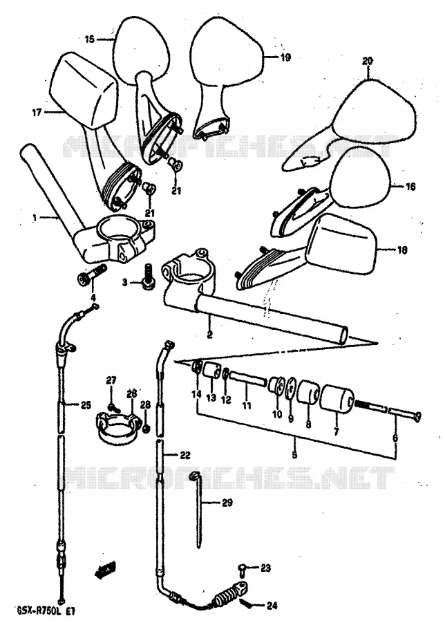 GUIDON (MODELE L) Suzuki MOTO 750 GSX-R 1988  GSX-R750J(J/K/L)