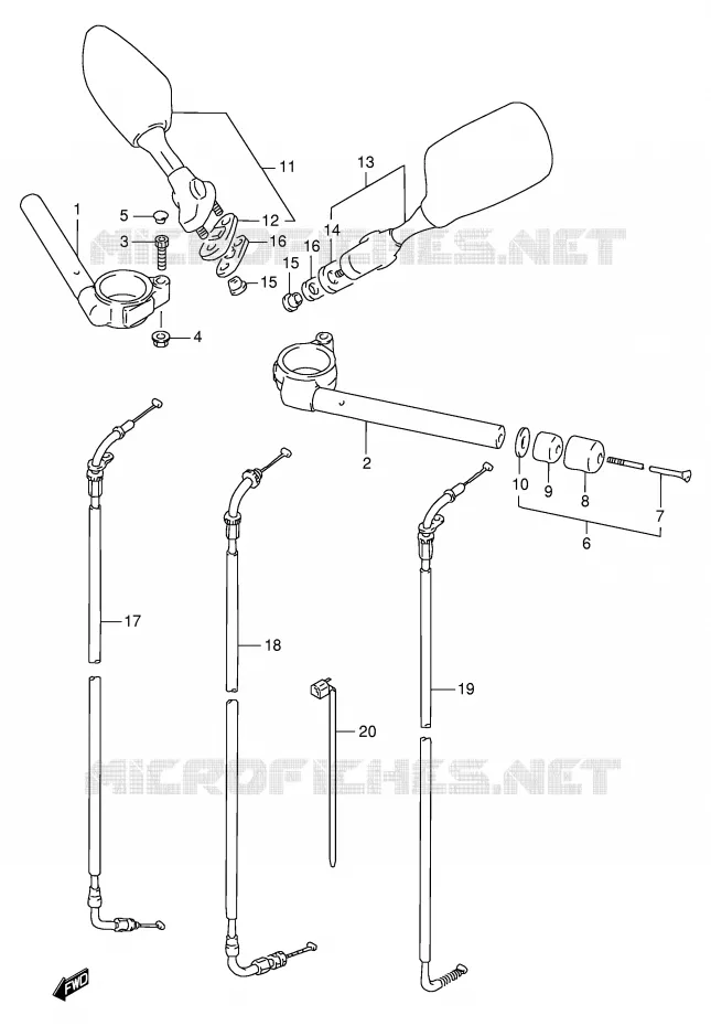 GUIDON (MODELE P/R) Suzuki MOTO 1100 GSX-R 1996  GSX-R1100WSKT(E2)