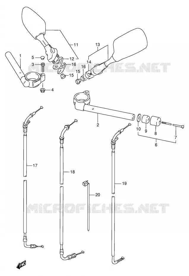 GUIDON (MODELE S/T/V/W) Suzuki MOTO 1100 GSX-R 1996  GSX-R1100WSKT(E2)