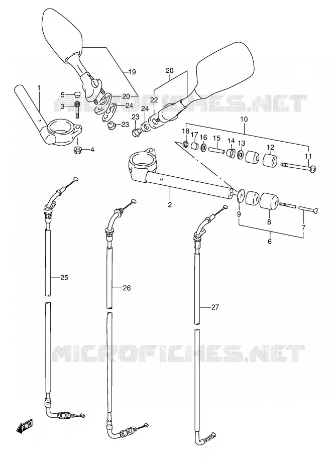 GUIDON (MODELE S/T/V/W) Suzuki MOTO 1100 GSX-R 1998  GSX-R1100WW(E28)