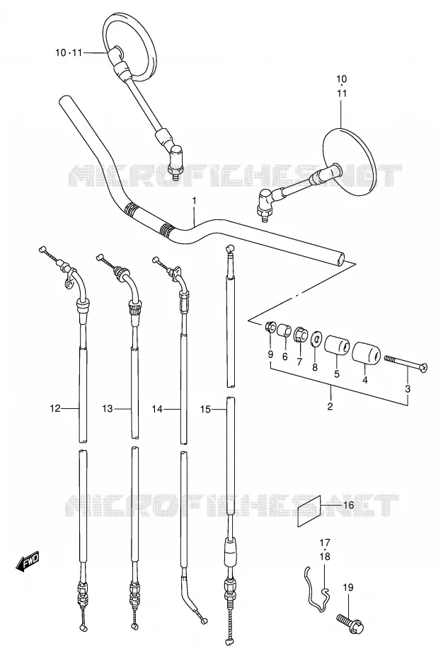 GUIDON (MODELE T/V/W/X) Suzuki MOTO 600 BANDIT 1996  GSF600T(E2)
