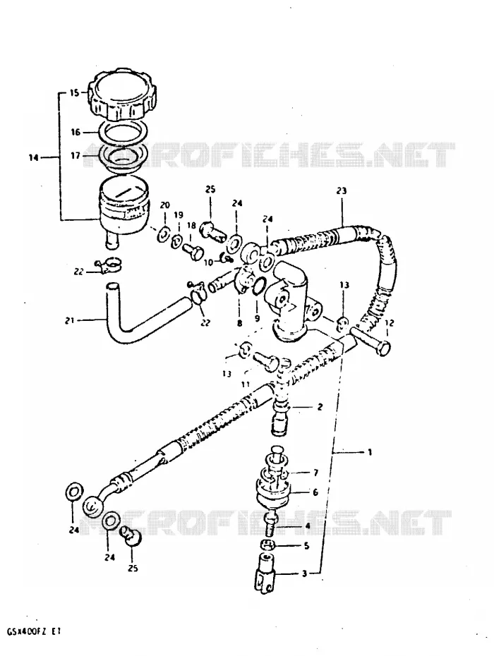 MAITRE CYLINDRE ARRIERE (E2, E22) Suzuki MOTO 400 GSX 1981  GSX400FX(X/Z)