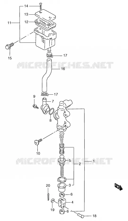 MAITRE CYLINDRE ARRIERE (GSF1200SAV/SAW/SAX/SAY) Suzuki MOTO 1200 BANDIT 1998  GSF1200SAW(E2)
