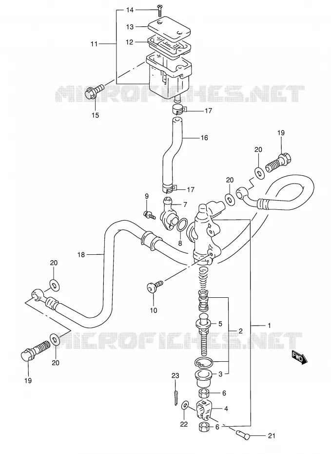MAITRE CYLINDRE ARRIERE (GSF1200ST/SV/SW/SX/SY) Suzuki MOTO 1200 BANDIT 2000  GSF1200SY(E28)