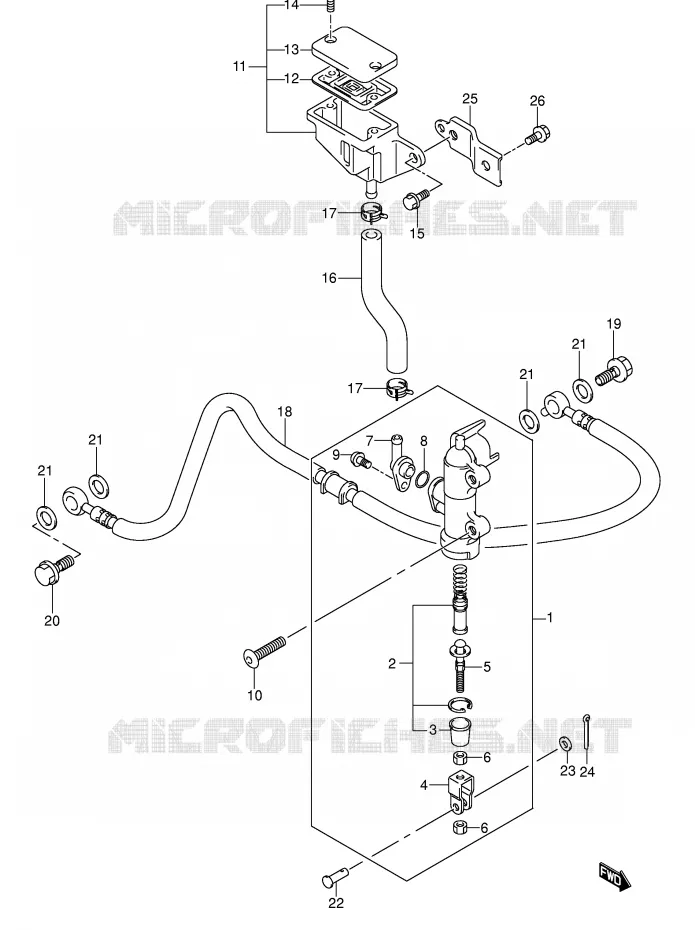 MAITRE CYLINDRE ARRIERE (MODELE K3) Suzuki MOTO 1300 HAYABUSA 2003  GSX1300RK3(E2)