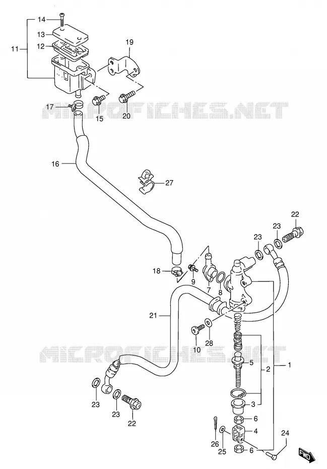 MAITRE CYLINDRE ARRIERE (MODELE P/R) Suzuki MOTO 1100 GSX-R 1993  GSX-R1100WP(E2)