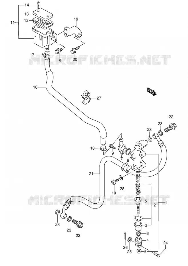 MAITRE CYLINDRE ARRIERE (MODELE P/R) Suzuki MOTO 1100 GSX-R 1998  GSX-R1100WW(E28)