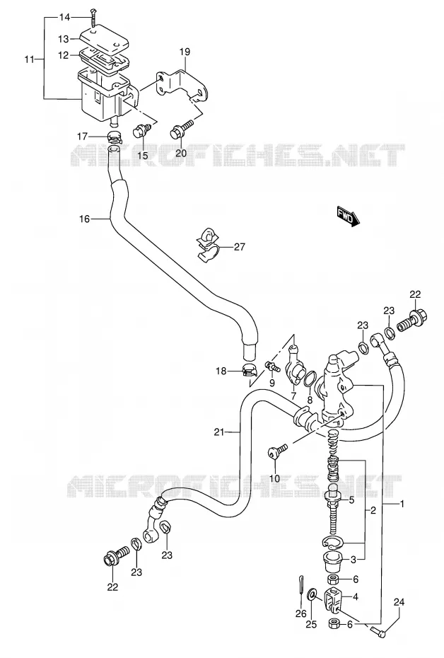 MAITRE CYLINDRE ARRIERE (MODELE S/T/V/W) Suzuki MOTO 1100 GSX-R 1993  GSX-R1100WP(E28)