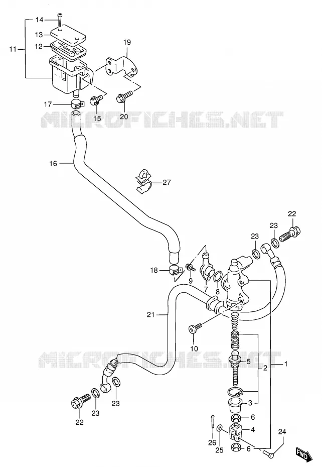 MAITRE CYLINDRE ARRIERE (MODELE S/T/V/W) Suzuki MOTO 1100 GSX-R 1996  GSX-R1100WT(E2)