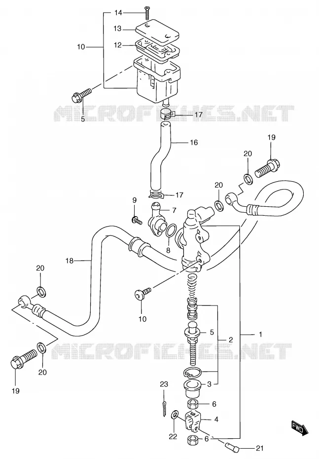 MAITRE CYLINDRE DE FREIN ARRIERE (GSF1200T/V/W/X/Y/ST/SV/SW/SX/SY) Suzuki MOTO 1200 BANDIT 2000  GSF1200Y/GSF1200SY/GSF1200SAY