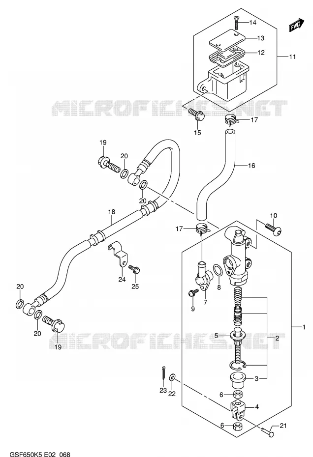 MAITRE CYLINDRE DE FREIN ARRIERE (GSF650K5/UK5/SK5/SUK5/K6/UK6/SK6/SUK6) Suzuki MOTO 650 BANDIT 2006  GSF650K6(E2)