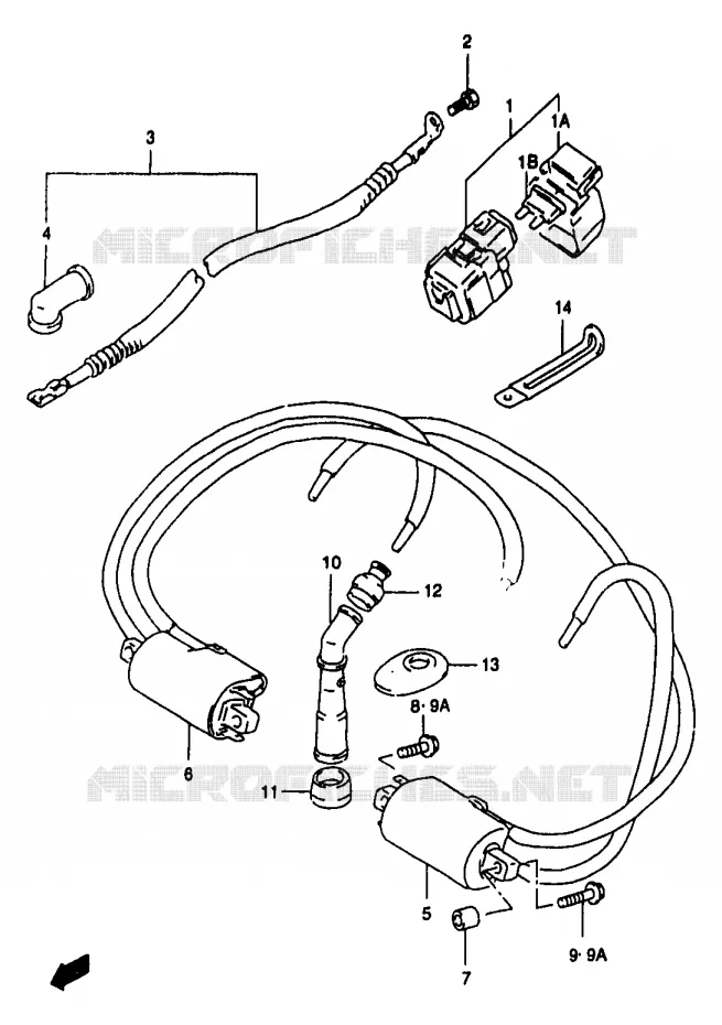PARTIE ELECTRIQUE (GSF1200T/V/W/X/Y/ST/SV/SW/SX/SY) Suzuki MOTO 1200 BANDIT 1996  GSF1200T/GSF1200ST