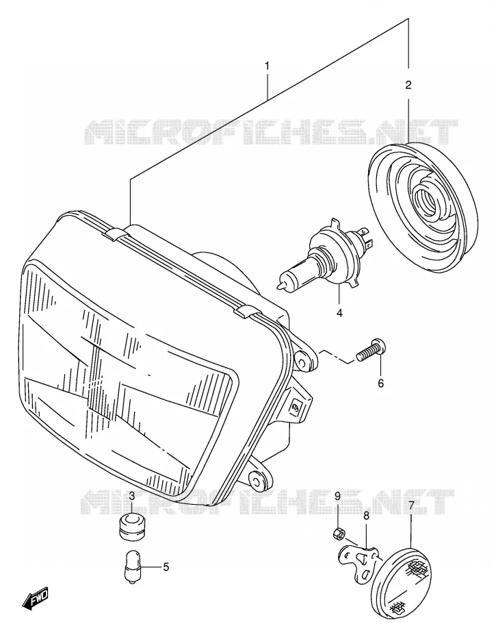 PHARE (GSF600ST/SV/SW/SX/SUT/SUV/SUW/SUX) Suzuki MOTO 600 BANDIT 1999  GSF600UX(E2)