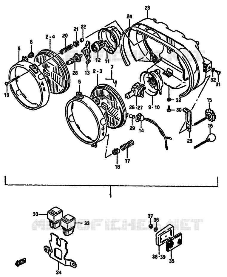 PHARE (MODEL G/H E1,2,4,6,15,16,17,21,22,24,25,39,53) Suzuki MOTO 750 GSX-R 1986  GSX-750G(F/G/H) E34