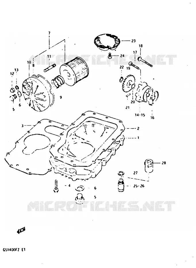 POMPE A HUILE - FILTRE A HUILE Suzuki MOTO 400 GSX 1982  GSX400FZ(X/Z)