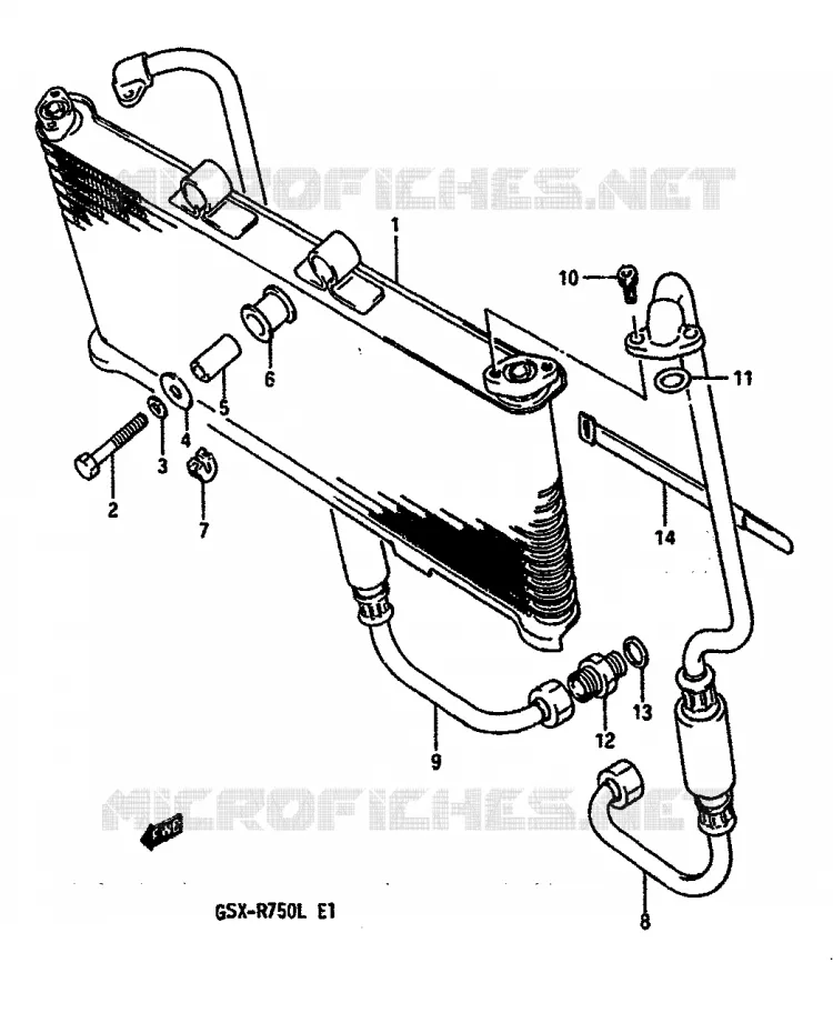 RADIATEUR D'HUILE (MODELE J/K) Suzuki MOTO 750 GSX-R 1989  GSX-R750K(K/L/M)