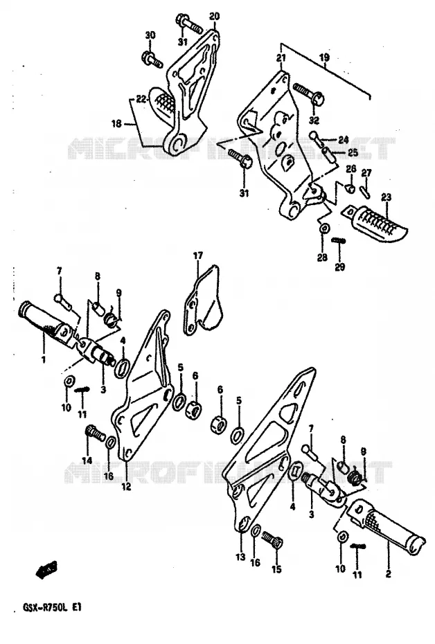 REPOSE PIED (MODELE L) Suzuki MOTO 750 GSX-R 1988  GSX-R750J(J/K/L)