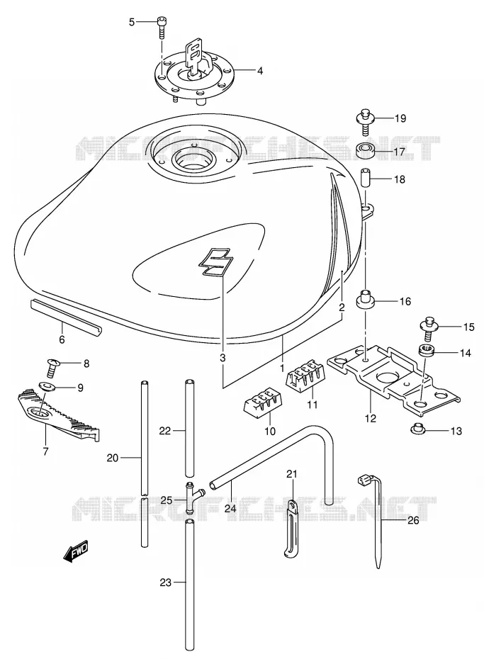 RESERVOIR D'ESSENCE (GSF1200ZK4) Suzuki MOTO 1200 BANDIT 2002  GSF1200K2(E2)